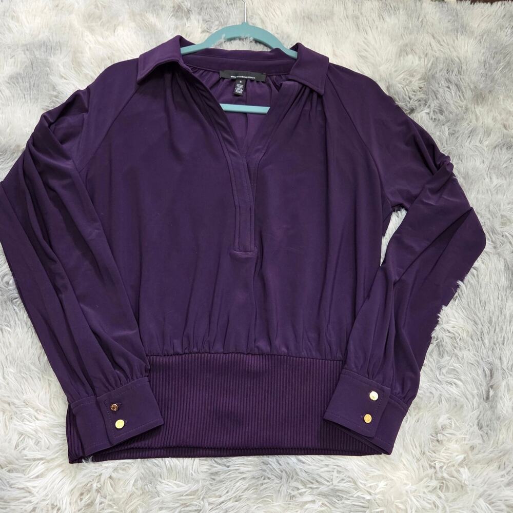 White House Black Market Woman's Purple Long Sleeve Blouse size S